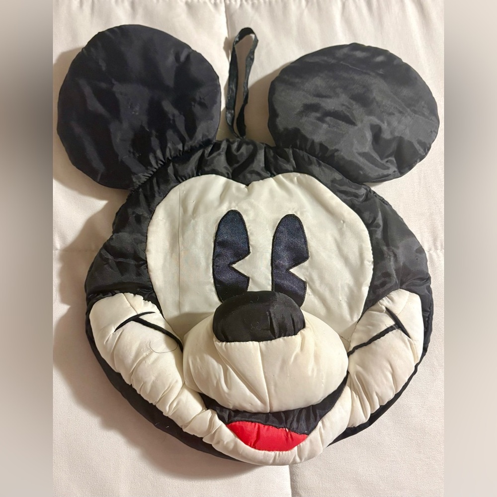 Vintage Disney Mickey Mouse Sleepy Heads Pouch Plush Nylon Sleepwear Pocket Bag